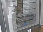 LED Aydınlatmalı Gardrop tipi Buzdolabı Kapı Maketi üst kapılar açıkken yakın plan görünüş