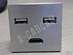 Aluminyum USB Priz montaj grubu önden görünüş